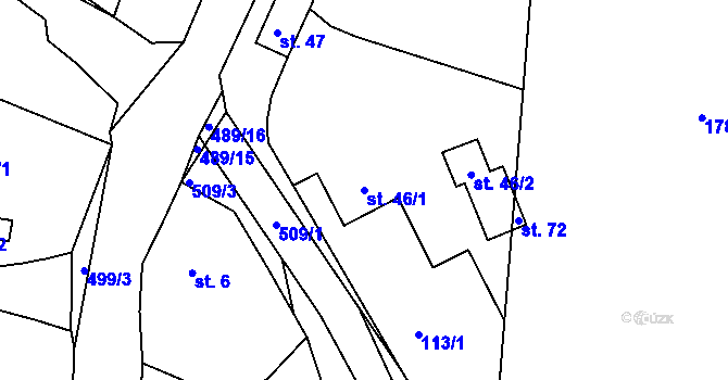 Parcela st. 46/1 v KÚ Opatovice, Katastrální mapa
