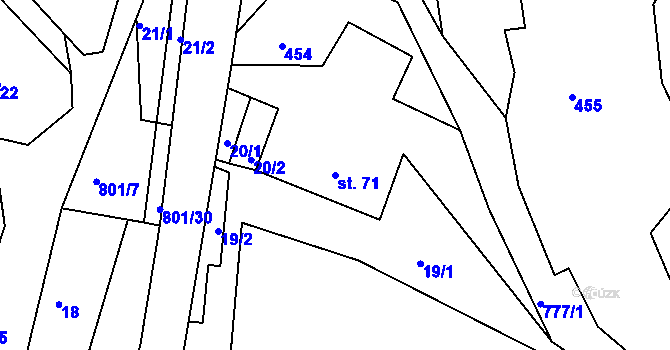 Parcela st. 71 v KÚ Bohousová, Katastrální mapa