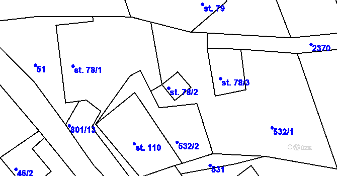 Parcela st. 78/2 v KÚ Bohousová, Katastrální mapa