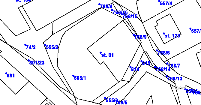 Parcela st. 81 v KÚ Bohousová, Katastrální mapa