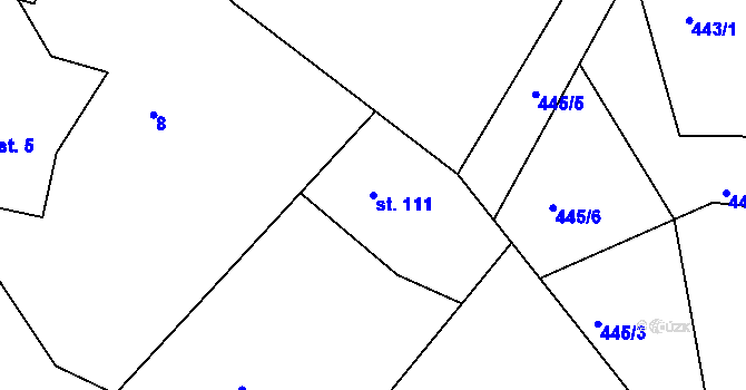 Parcela st. 111 v KÚ Bohousová, Katastrální mapa