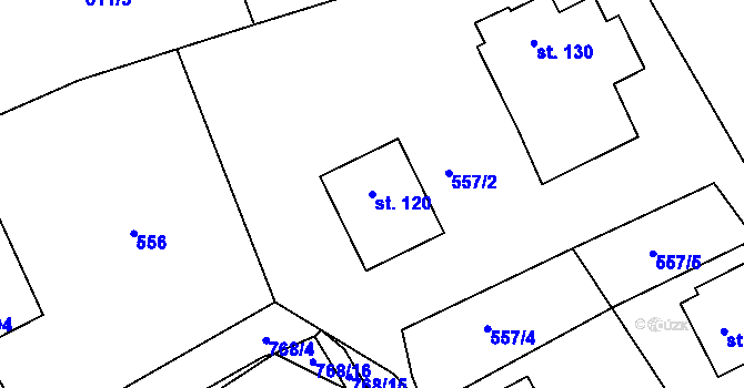 Parcela st. 120 v KÚ Bohousová, Katastrální mapa