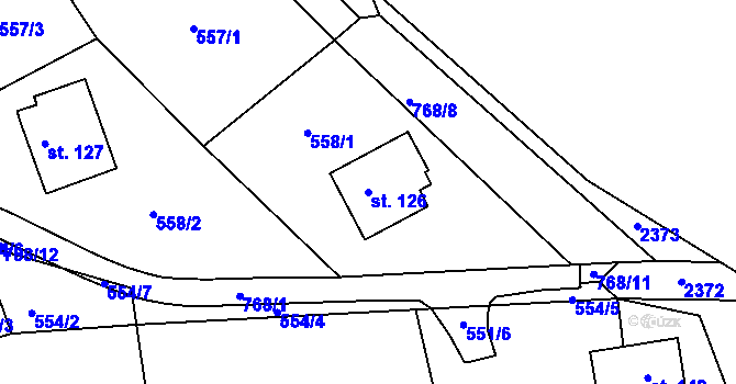 Parcela st. 126 v KÚ Bohousová, Katastrální mapa