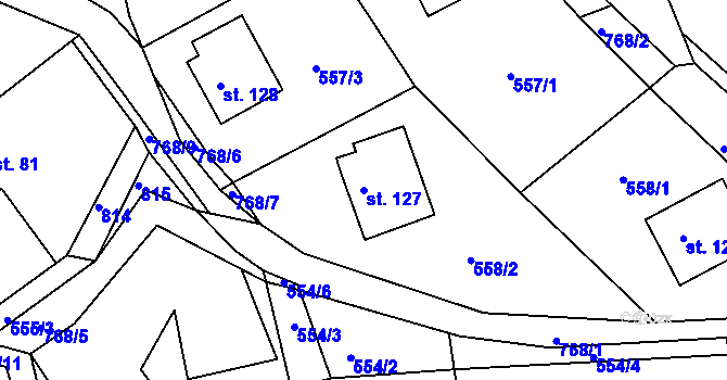 Parcela st. 127 v KÚ Bohousová, Katastrální mapa