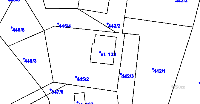 Parcela st. 133 v KÚ Bohousová, Katastrální mapa