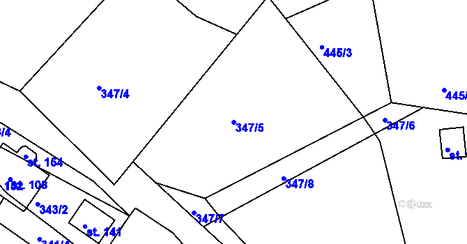 Parcela st. 347/5 v KÚ Bohousová, Katastrální mapa