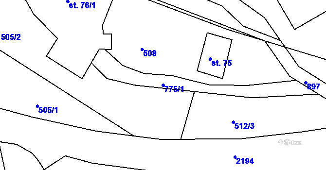 Parcela st. 775/1 v KÚ Bohousová, Katastrální mapa