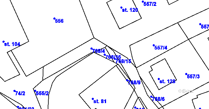 Parcela st. 768/16 v KÚ Bohousová, Katastrální mapa