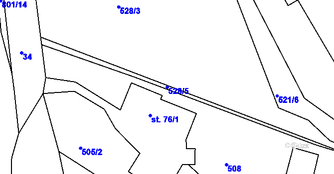 Parcela st. 528/5 v KÚ Bohousová, Katastrální mapa