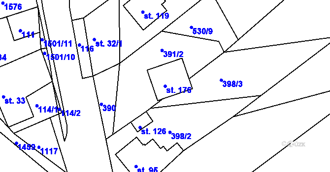 Parcela st. 176 v KÚ Bohučovice, Katastrální mapa