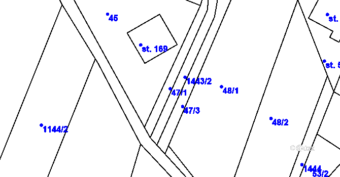 Parcela st. 47/1 v KÚ Bohučovice, Katastrální mapa