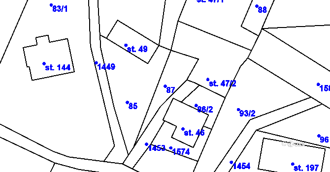 Parcela st. 87 v KÚ Bohučovice, Katastrální mapa