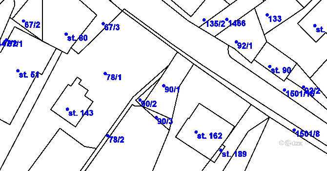 Parcela st. 90/1 v KÚ Bohučovice, Katastrální mapa