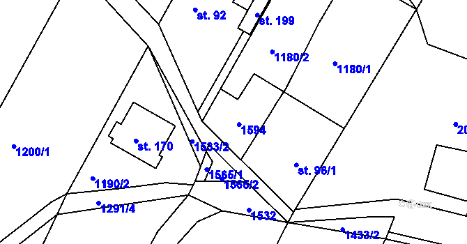 Parcela st. 96/2 v KÚ Bohučovice, Katastrální mapa