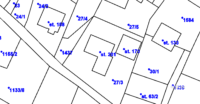 Parcela st. 201 v KÚ Bohučovice, Katastrální mapa