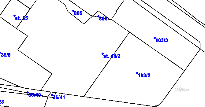 Parcela st. 41/2 v KÚ Bohumileč, Katastrální mapa