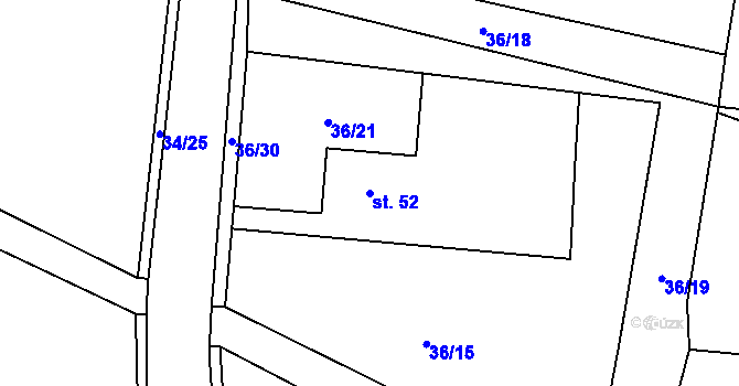 Parcela st. 52 v KÚ Bohumileč, Katastrální mapa