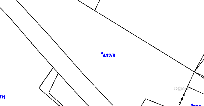 Parcela st. 412/9 v KÚ Bohumileč, Katastrální mapa