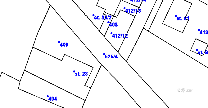 Parcela st. 525/4 v KÚ Bohumileč, Katastrální mapa