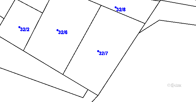Parcela st. 32/7 v KÚ Bohumileč, Katastrální mapa