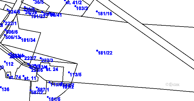 Parcela st. 181/22 v KÚ Bohumileč, Katastrální mapa