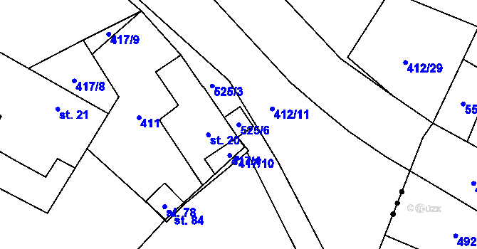Parcela st. 525/6 v KÚ Bohumileč, Katastrální mapa