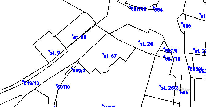 Parcela st. 67 v KÚ Bohumilice v Čechách, Katastrální mapa