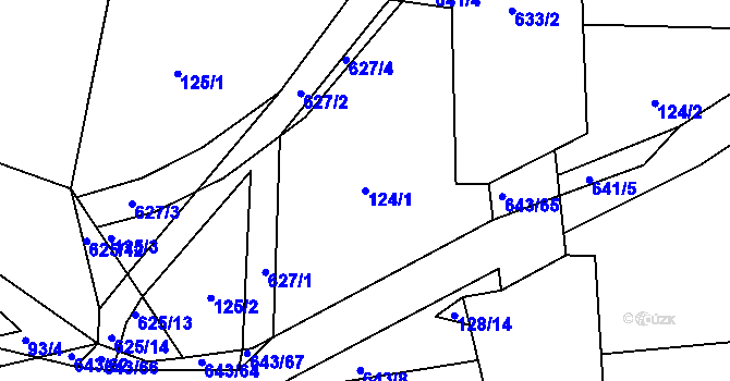 Parcela st. 124/1 v KÚ Bohumilice v Čechách, Katastrální mapa