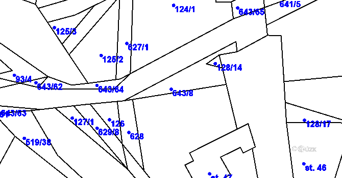 Parcela st. 643/8 v KÚ Bohumilice v Čechách, Katastrální mapa