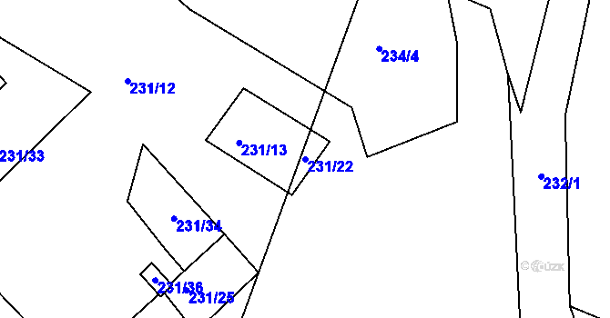 Parcela st. 231/22 v KÚ Bohumilice v Čechách, Katastrální mapa