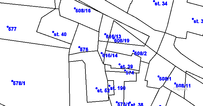 Parcela st. 616/14 v KÚ Bohumilice v Čechách, Katastrální mapa