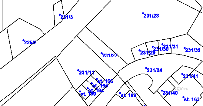 Parcela st. 231/27 v KÚ Bohumilice v Čechách, Katastrální mapa