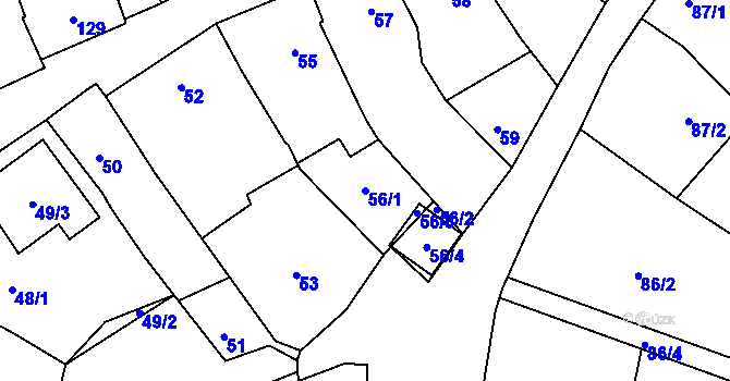 Parcela st. 56/1 v KÚ Bohumilice, Katastrální mapa