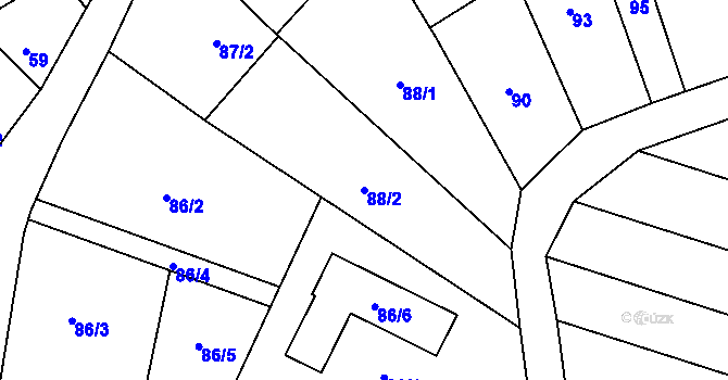 Parcela st. 88/2 v KÚ Bohumilice, Katastrální mapa
