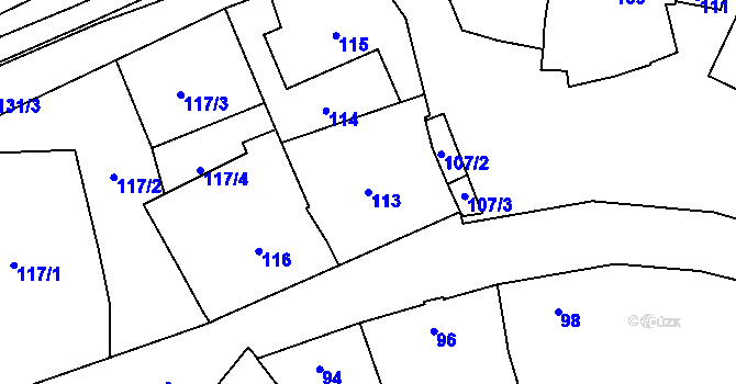 Parcela st. 113 v KÚ Bohumilice, Katastrální mapa