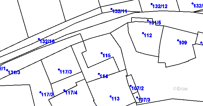 Parcela st. 115 v KÚ Bohumilice, Katastrální mapa