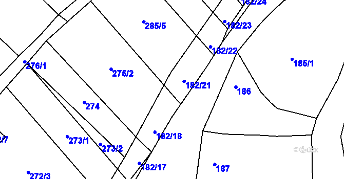 Parcela st. 182/20 v KÚ Bohumilice, Katastrální mapa
