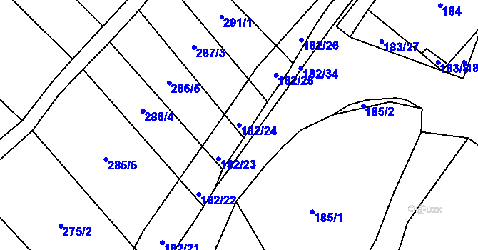 Parcela st. 182/24 v KÚ Bohumilice, Katastrální mapa