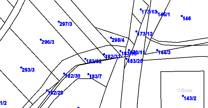 Parcela st. 182/33 v KÚ Bohumilice, Katastrální mapa