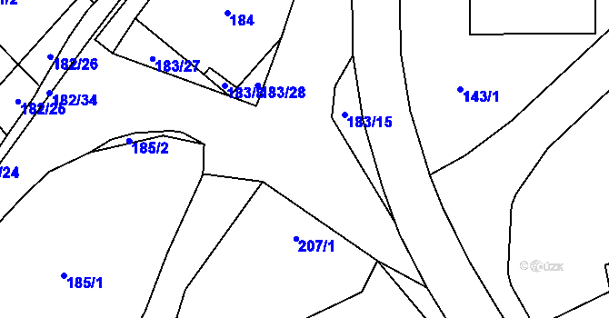 Parcela st. 183/13 v KÚ Bohumilice, Katastrální mapa