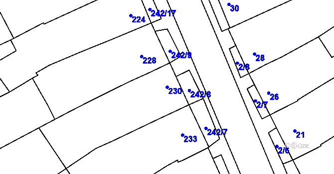 Parcela st. 230 v KÚ Bohumilice, Katastrální mapa