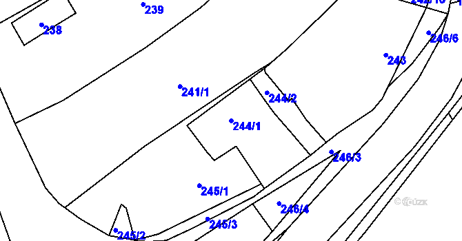 Parcela st. 244/1 v KÚ Bohumilice, Katastrální mapa
