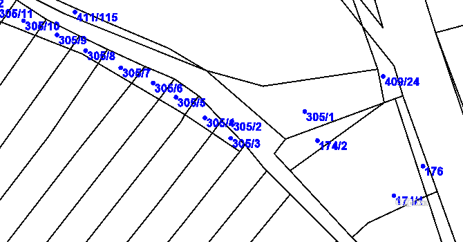 Parcela st. 305/2 v KÚ Bohumilice, Katastrální mapa