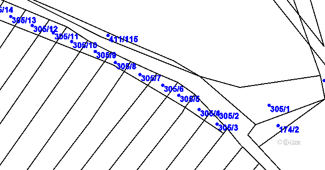 Parcela st. 305/6 v KÚ Bohumilice, Katastrální mapa