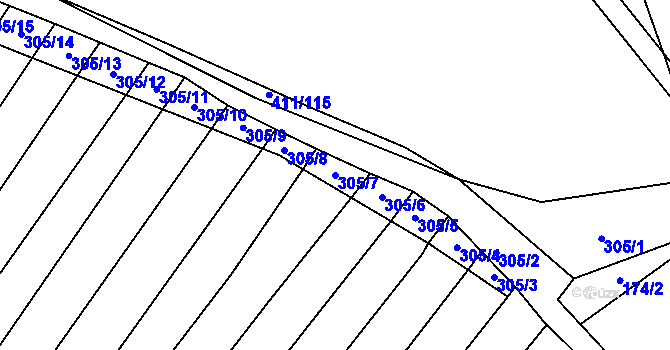 Parcela st. 305/7 v KÚ Bohumilice, Katastrální mapa