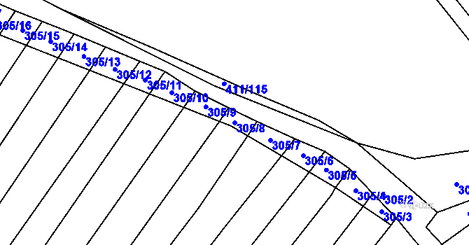Parcela st. 305/8 v KÚ Bohumilice, Katastrální mapa