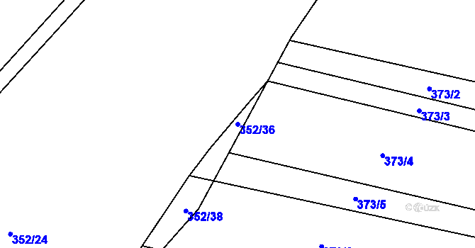 Parcela st. 352/36 v KÚ Bohumilice, Katastrální mapa