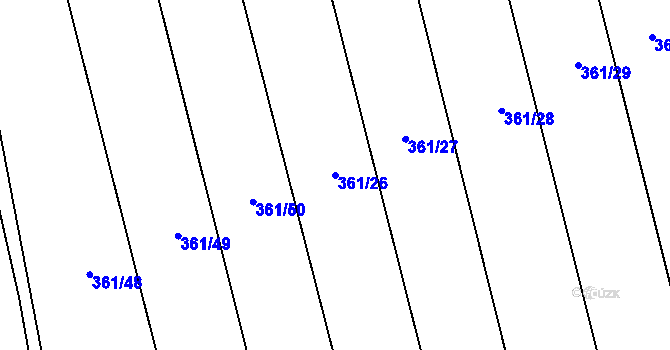 Parcela st. 361/26 v KÚ Bohumilice, Katastrální mapa