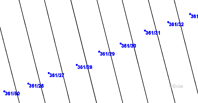 Parcela st. 361/29 v KÚ Bohumilice, Katastrální mapa