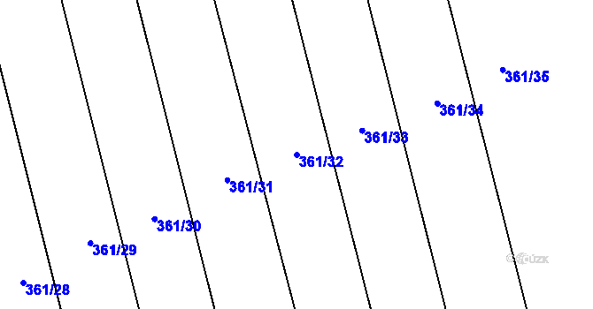 Parcela st. 361/32 v KÚ Bohumilice, Katastrální mapa